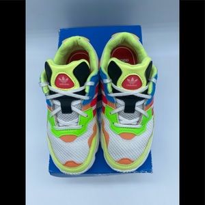 Gently worn little boys Adidas Yung-96 in fun multicolors